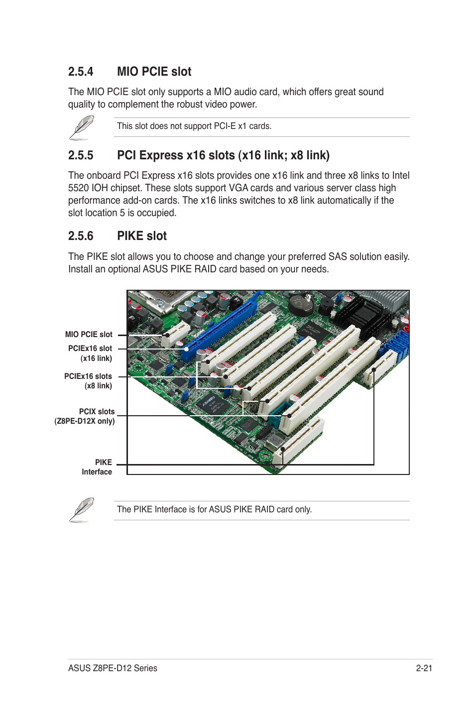 4 mio pcie slot, 6 pike slot | Asus Z8PE-D12 User Manual | Page 41 / 170