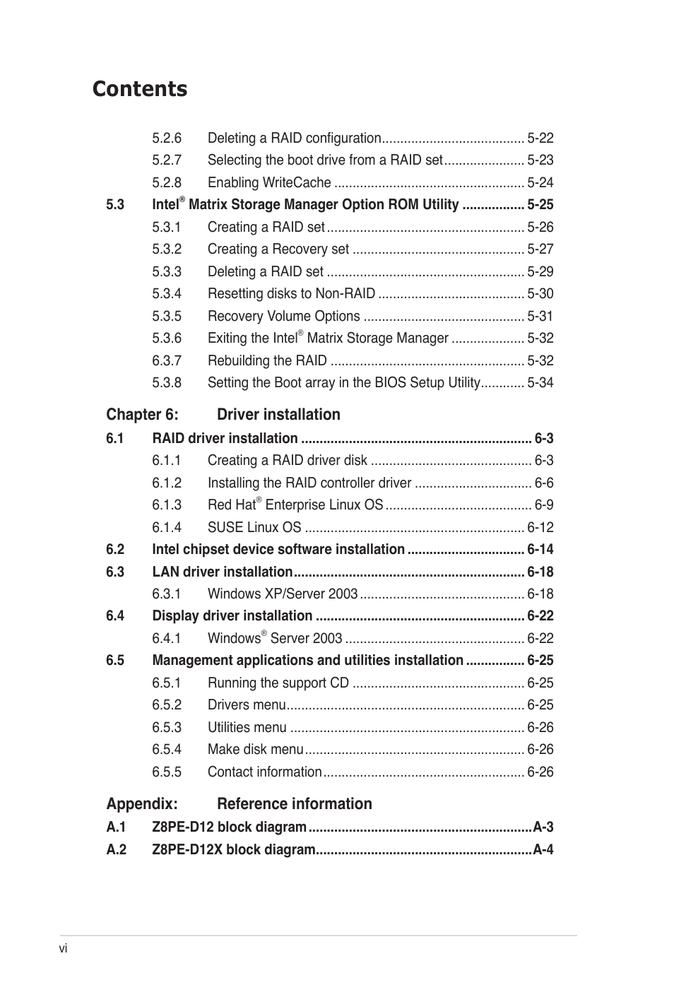 Asus Z8PE-D12 User Manual | Page 6 / 170