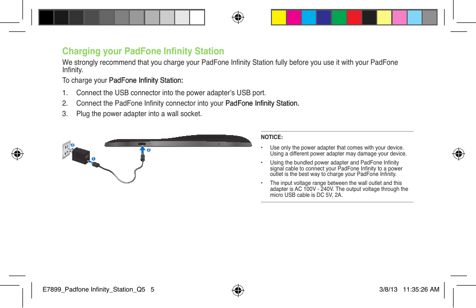 Charging your padfone infinity station | Asus PadFone Infinity User Manual | Page 5 / 12