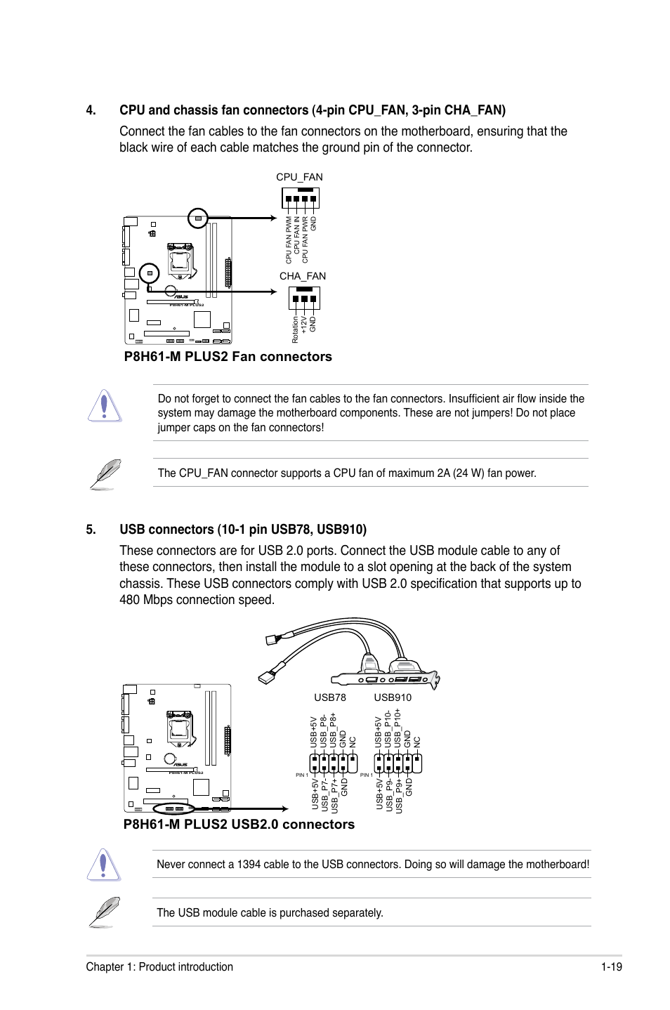 P8h61-m plus2 fan connectors | Asus P8H61-M PLUS2 User Manual | Page 29 / 60