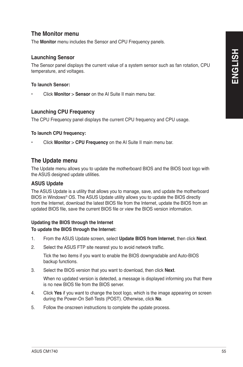 En gl is h en gl is h | Asus CM1740 User Manual | Page 55 / 70