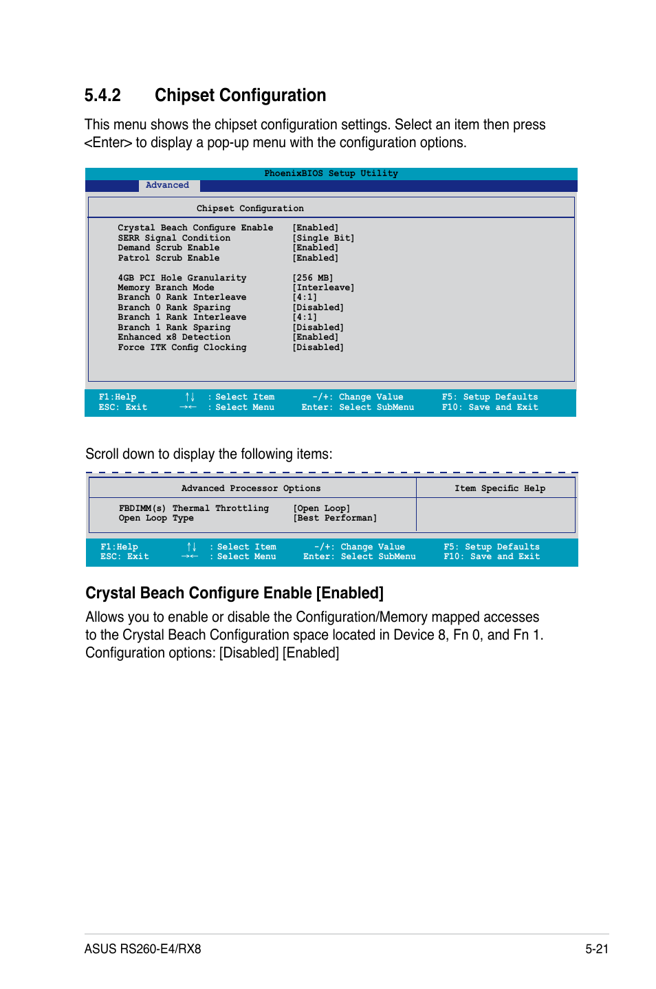 2 chipset configuration, Crystal beach configure enable [enabled | Asus RS260-E4/RX8 User Manual | Page 107 / 182