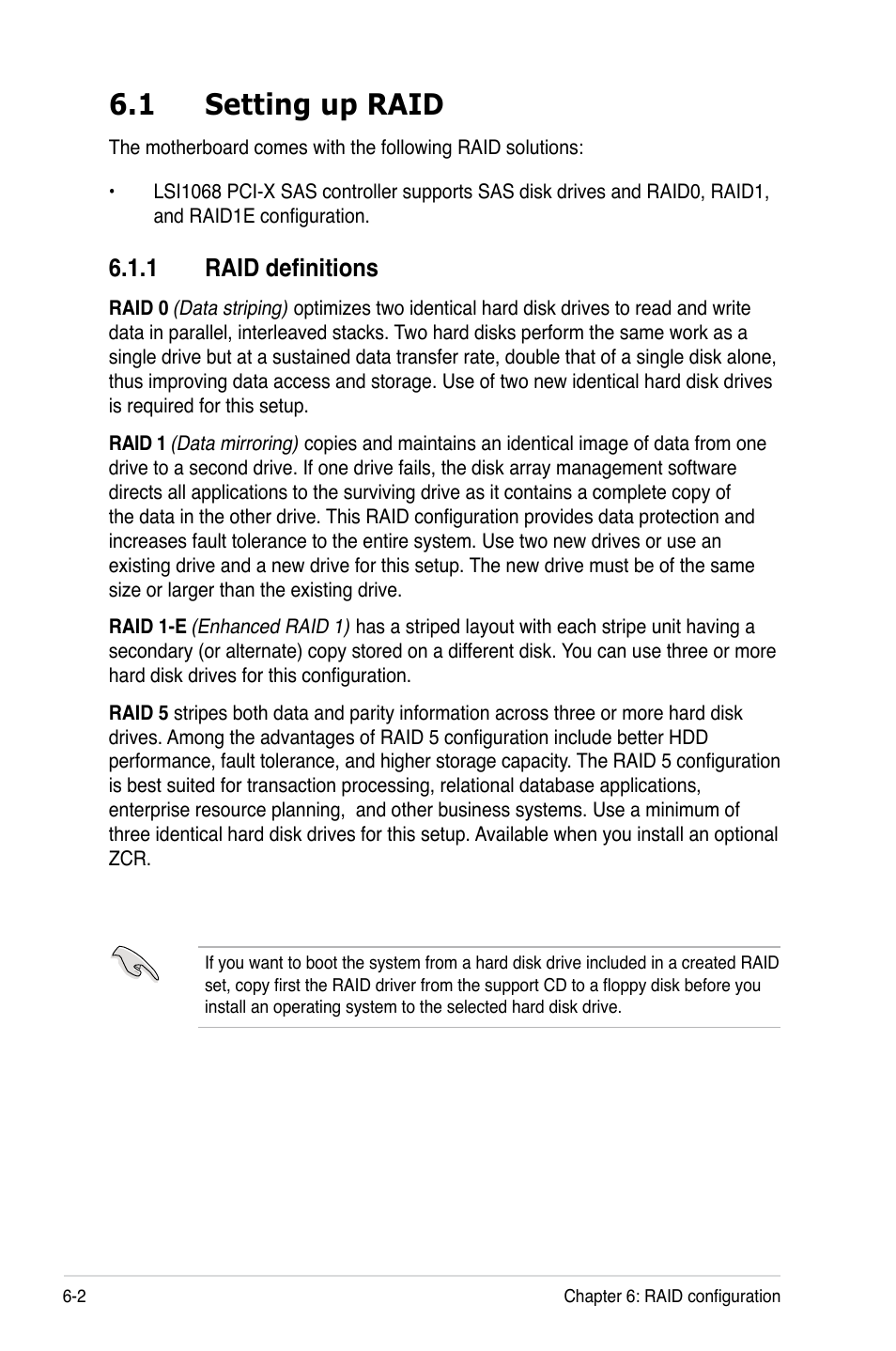 1 setting up raid, 1 raid definitions | Asus RS260-E4/RX8 User Manual | Page 130 / 182