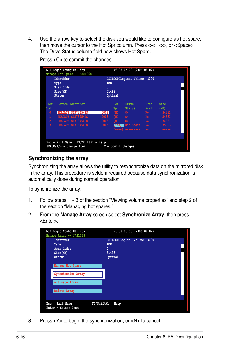 Synchronizing the array | Asus RS260-E4/RX8 User Manual | Page 144 / 182