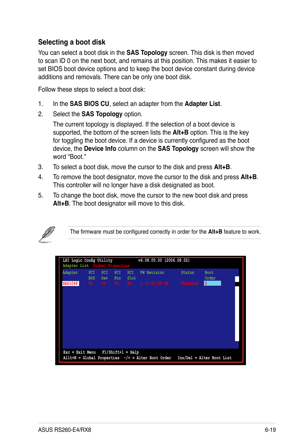 Selecting a boot disk | Asus RS260-E4/RX8 User Manual | Page 147 / 182