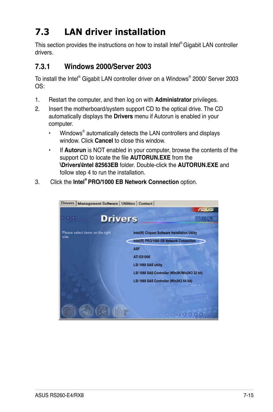 3 lan driver installation | Asus RS260-E4/RX8 User Manual | Page 165 / 182
