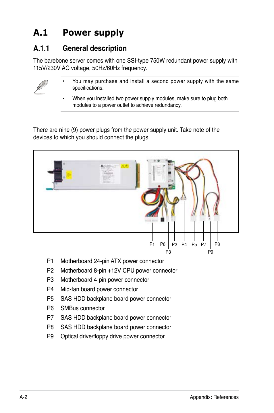 A.1 power supply, A.1.1 general description | Asus RS260-E4/RX8 User Manual | Page 178 / 182