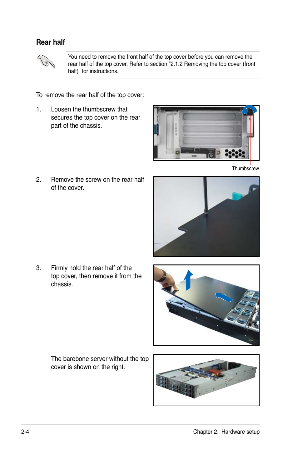 Rear half | Asus RS260-E4/RX8 User Manual | Page 24 / 182