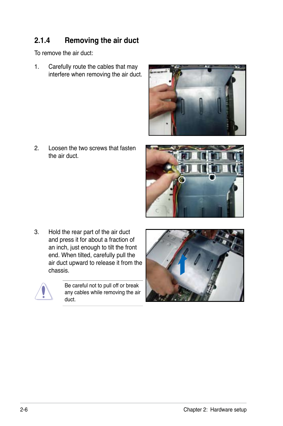 4 removing the air duct | Asus RS260-E4/RX8 User Manual | Page 26 / 182