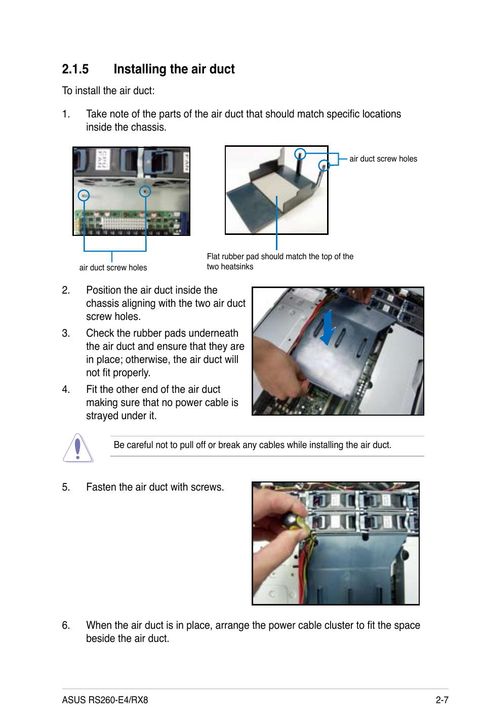 5 installing the air duct | Asus RS260-E4/RX8 User Manual | Page 27 / 182