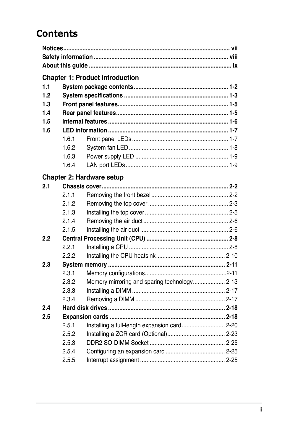 Asus RS260-E4/RX8 User Manual | Page 3 / 182