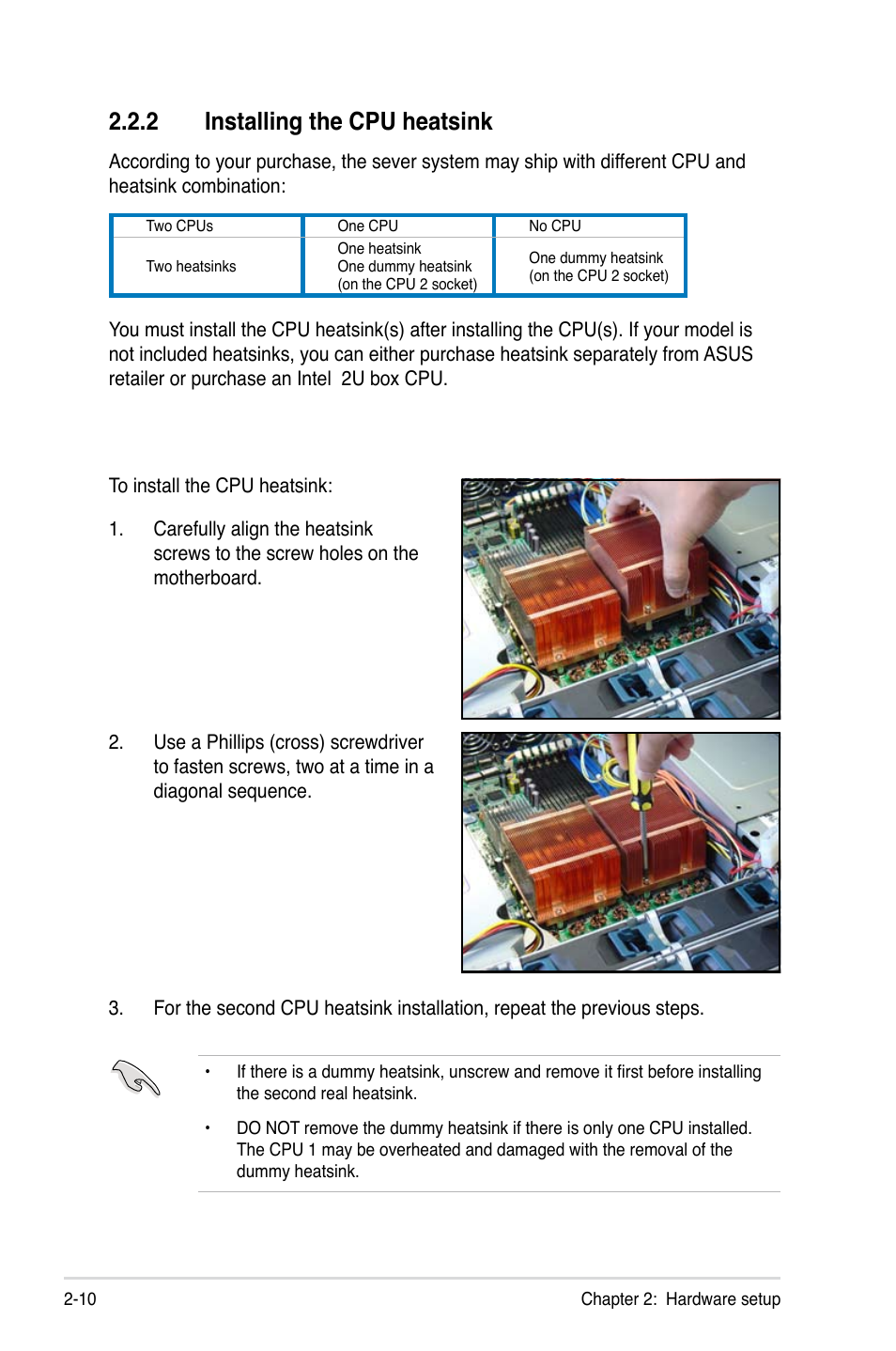 2 installing the cpu heatsink | Asus RS260-E4/RX8 User Manual | Page 30 / 182