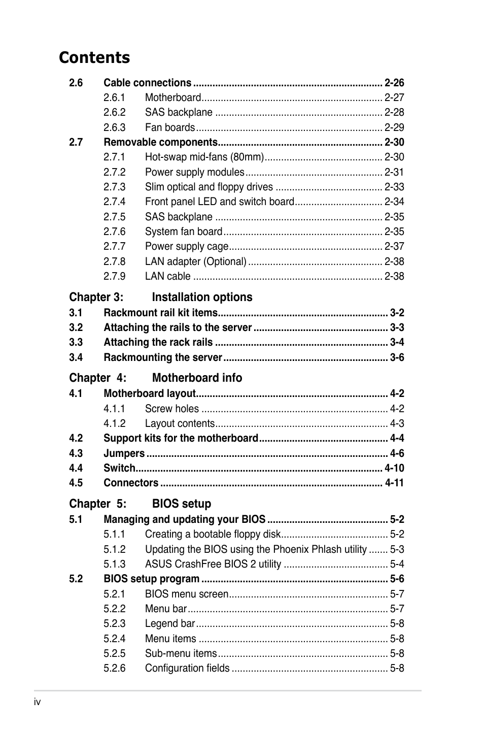 Asus RS260-E4/RX8 User Manual | Page 4 / 182