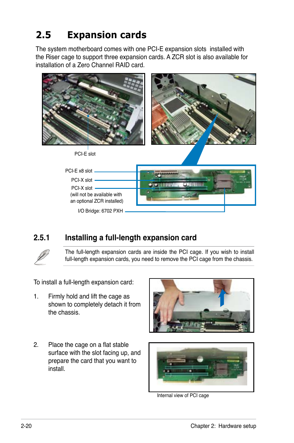 5 expansion cards, 1 installing a full-length expansion card | Asus RS260-E4/RX8 User Manual | Page 40 / 182