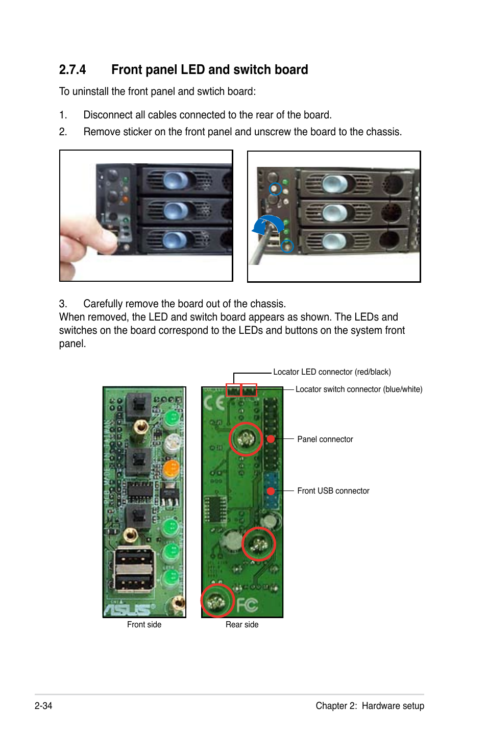 4 front panel led and switch board | Asus RS260-E4/RX8 User Manual | Page 54 / 182