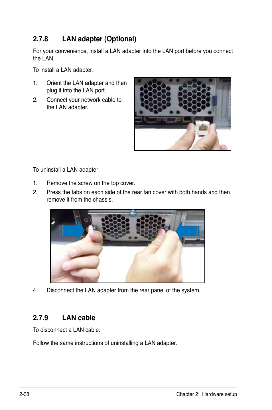 8 lan adapter (optional), 9 lan cable | Asus RS260-E4/RX8 User Manual | Page 58 / 182