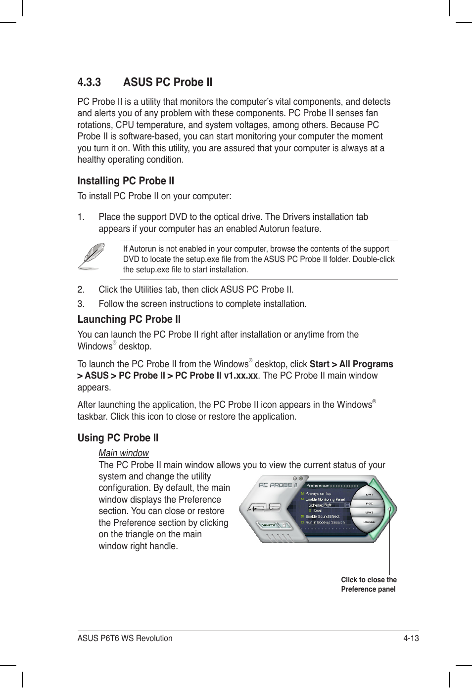 3 asus pc probe ii, Asus pc probe ii -13 | Asus P6T6 WS Revolution User Manual | Page 121 / 184