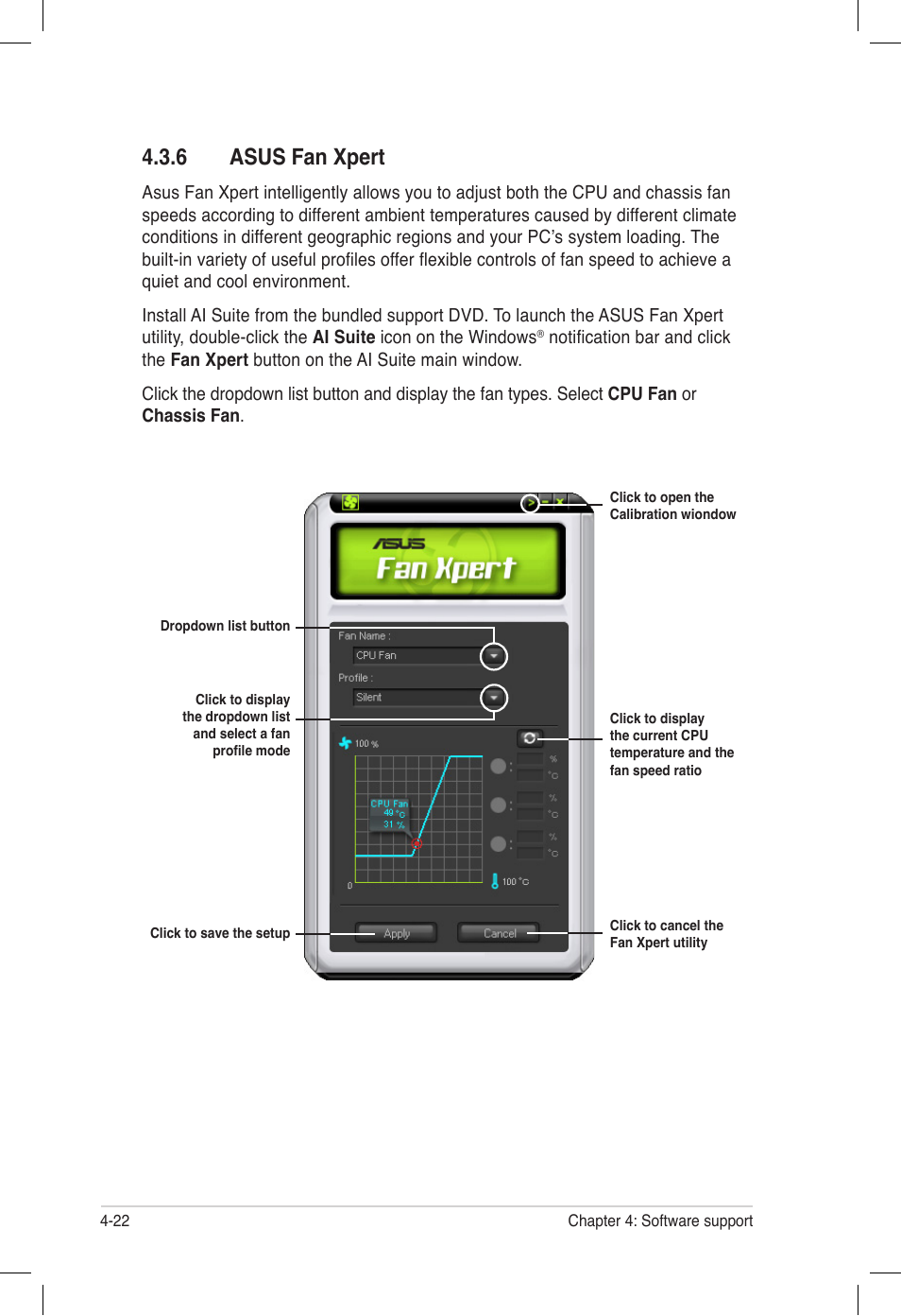 6 asus fan xpert, Asus fan xpert -22 | Asus P6T6 WS Revolution User Manual | Page 130 / 184