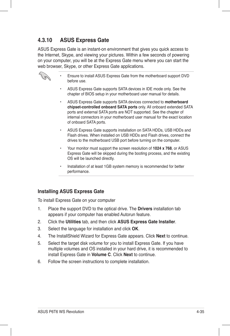 10 asus express gate, 10 asus express gate -35 | Asus P6T6 WS Revolution User Manual | Page 143 / 184