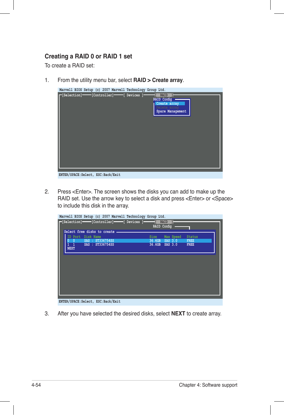 Creating a raid 0 or raid 1 set | Asus P6T6 WS Revolution User Manual | Page 162 / 184