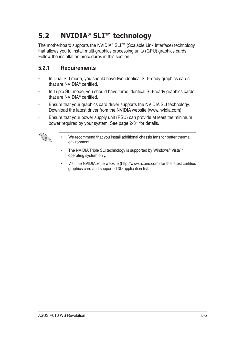 2 nvidia® sli™ technology, 1 requirements, Nvidia | Sli™ technology -5, Requirements -5, 2 nvidia, Sli™ technology | Asus P6T6 WS Revolution User Manual | Page 179 / 184