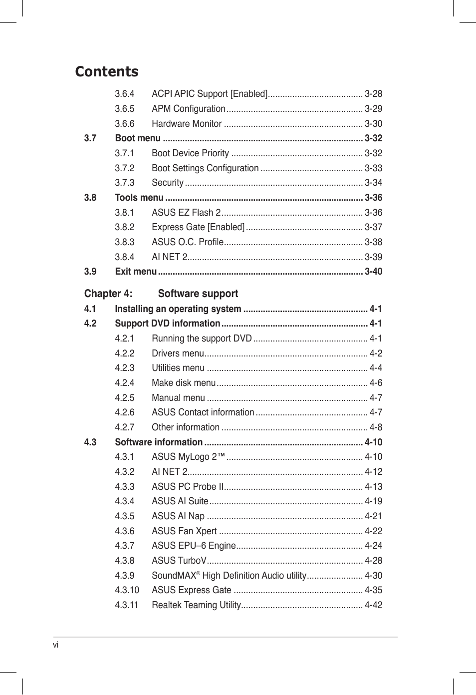 Asus P6T6 WS Revolution User Manual | Page 6 / 184