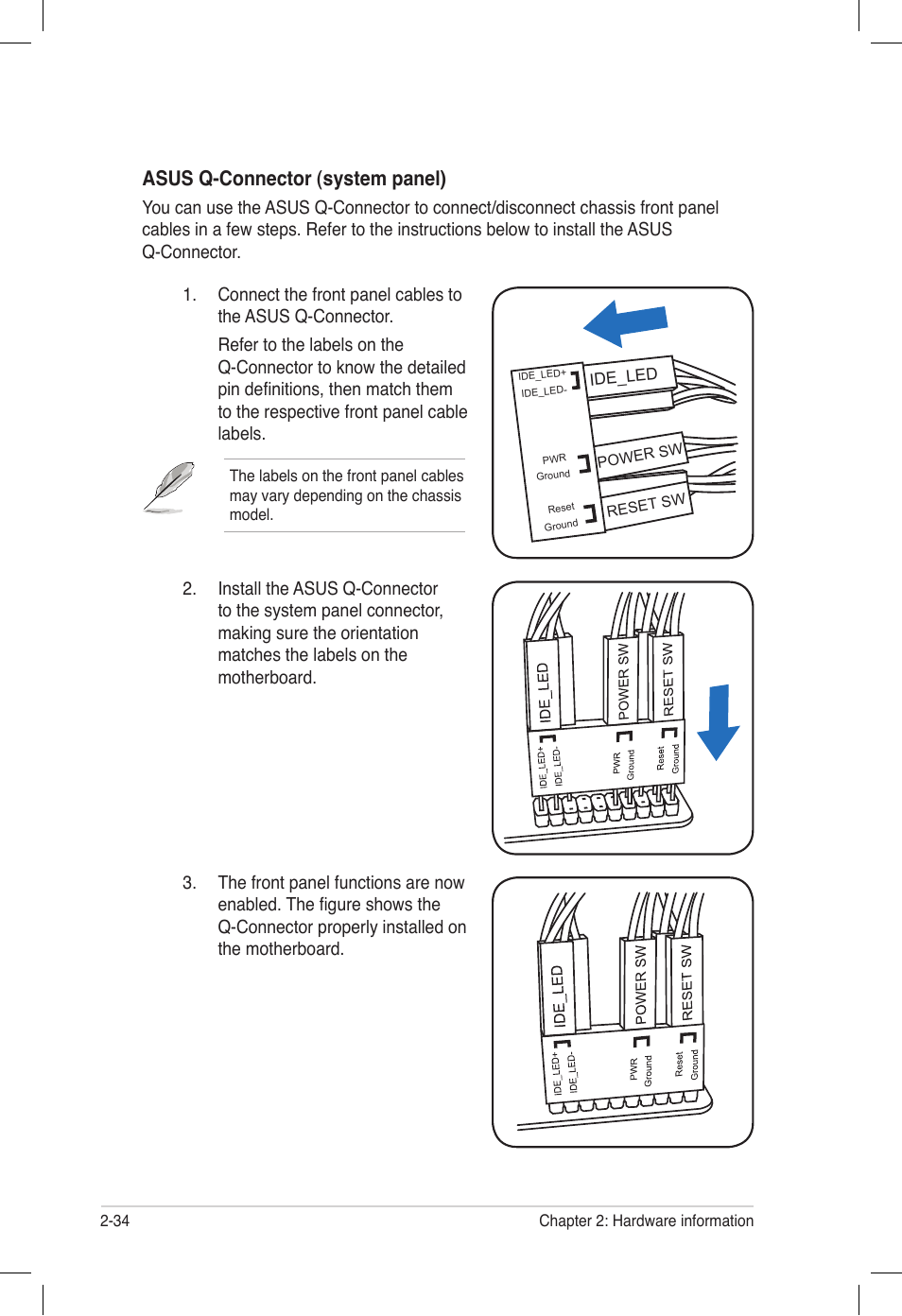 Asus q-connector (system panel) | Asus P6T6 WS Revolution User Manual | Page 60 / 184