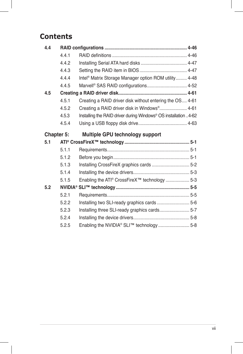 Asus P6T6 WS Revolution User Manual | Page 7 / 184