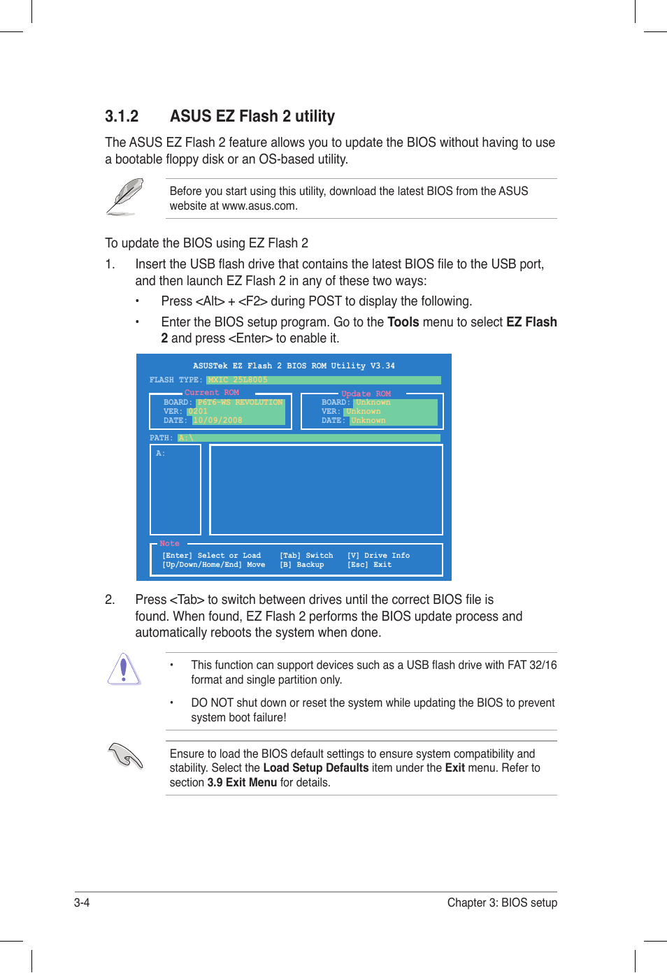 2 asus ez flash 2 utility, Asus ez flash 2 utility -4 | Asus P6T6 WS Revolution User Manual | Page 70 / 184