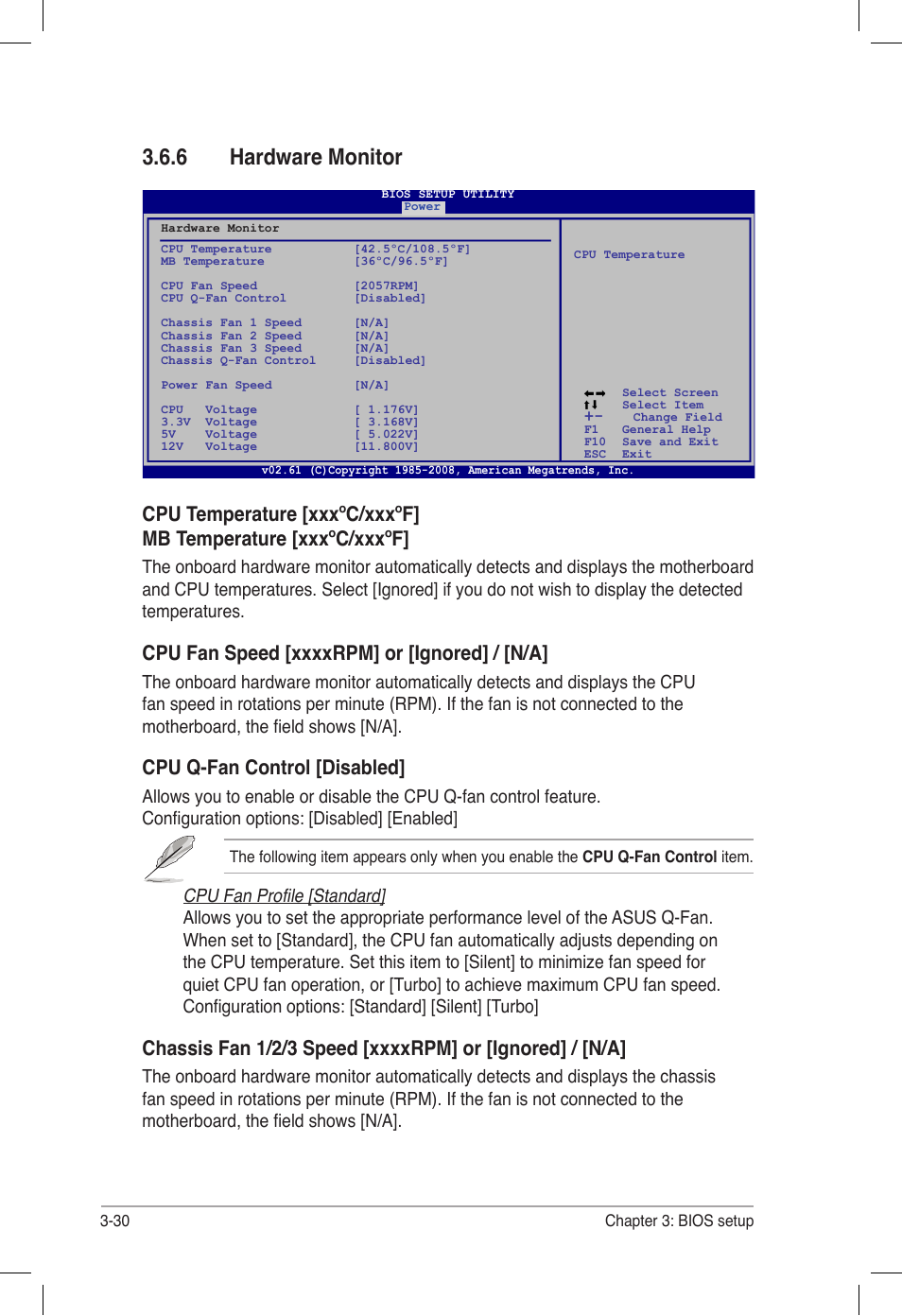 6 hardware monitor, Hardware monitor -30, Cpu q-fan control [disabled | Asus P6T6 WS Revolution User Manual | Page 96 / 184