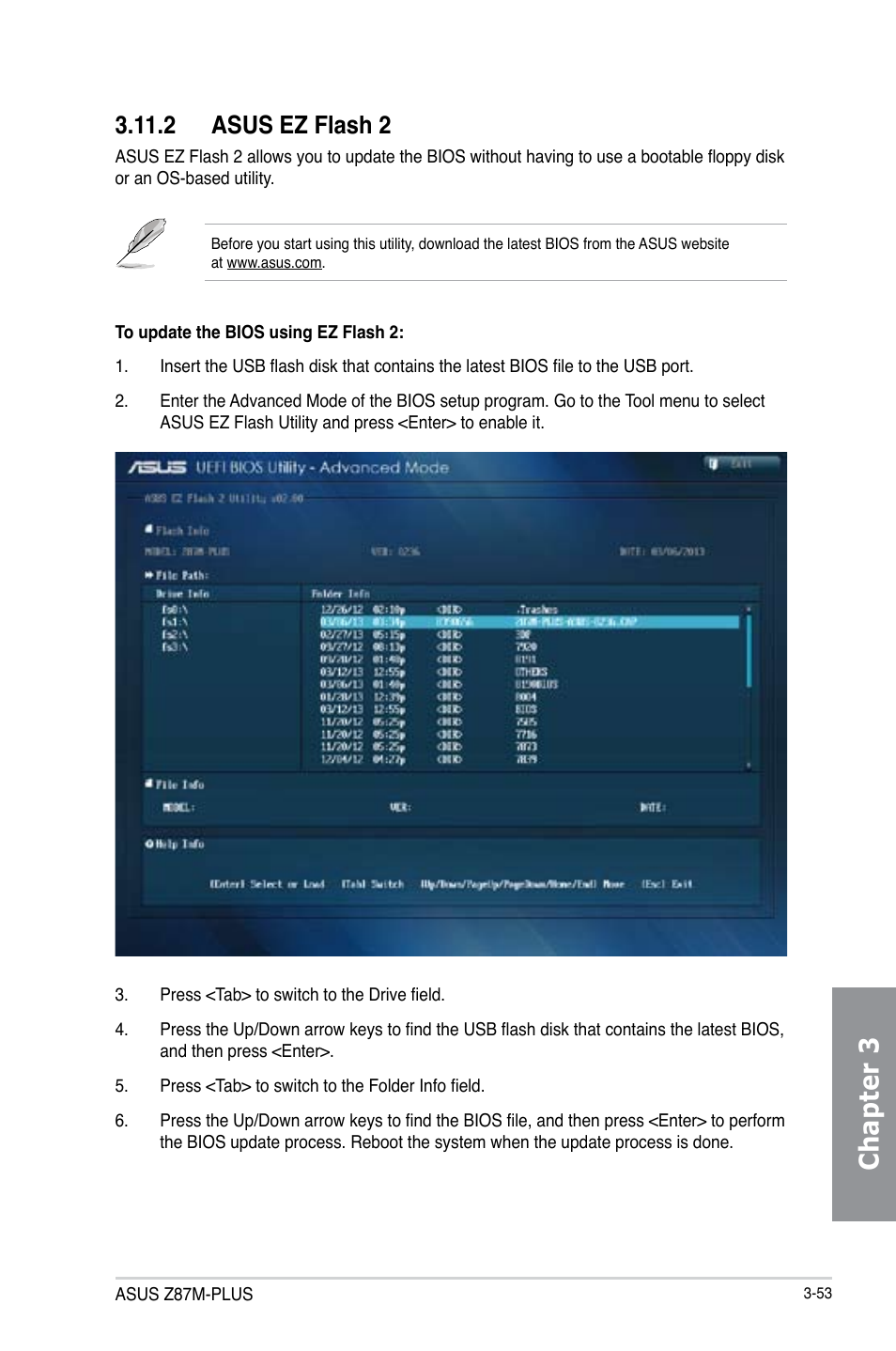 Chapter 3, 2 asus ez flash 2 | Asus Z87M-PLUS User Manual | Page 111 / 164