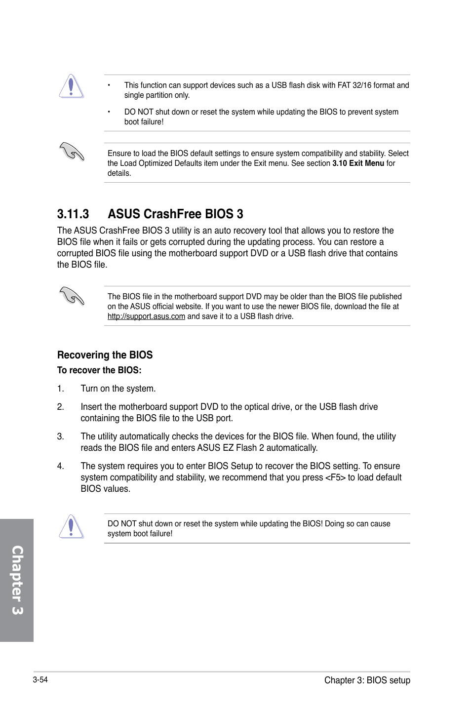 Chapter 3, 3 asus crashfree bios 3 | Asus Z87M-PLUS User Manual | Page 112 / 164