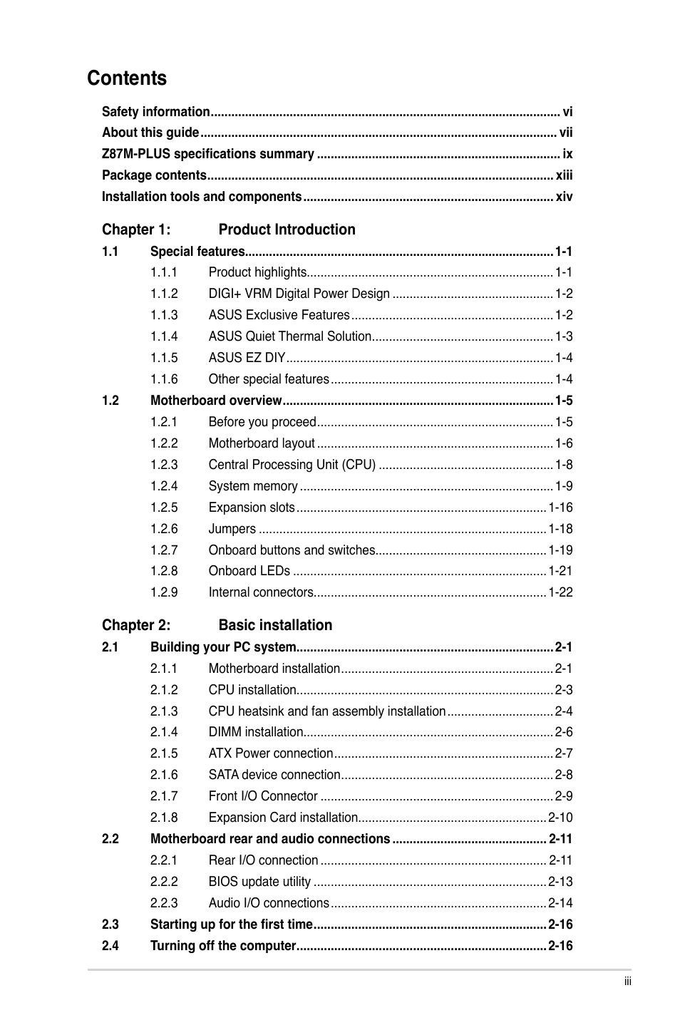 Asus Z87M-PLUS User Manual | Page 3 / 164