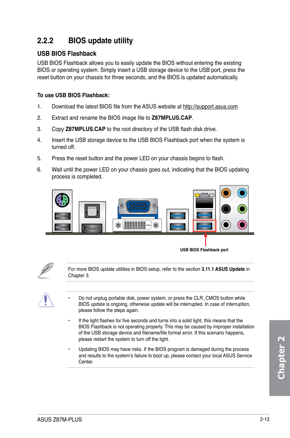 Chapter 2, 2 bios update utility | Asus Z87M-PLUS User Manual | Page 55 / 164