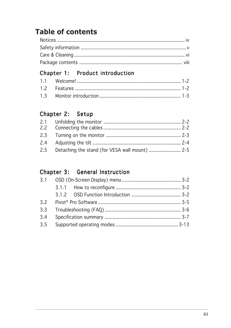 Asus PW191S User Manual | Page 3 / 34