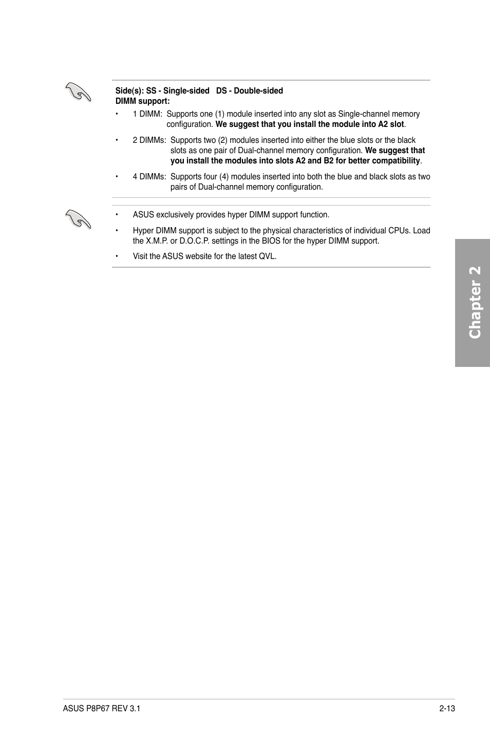 Chapter 2 | Asus P8P67 (REV 3.1) User Manual | Page 31 / 136
