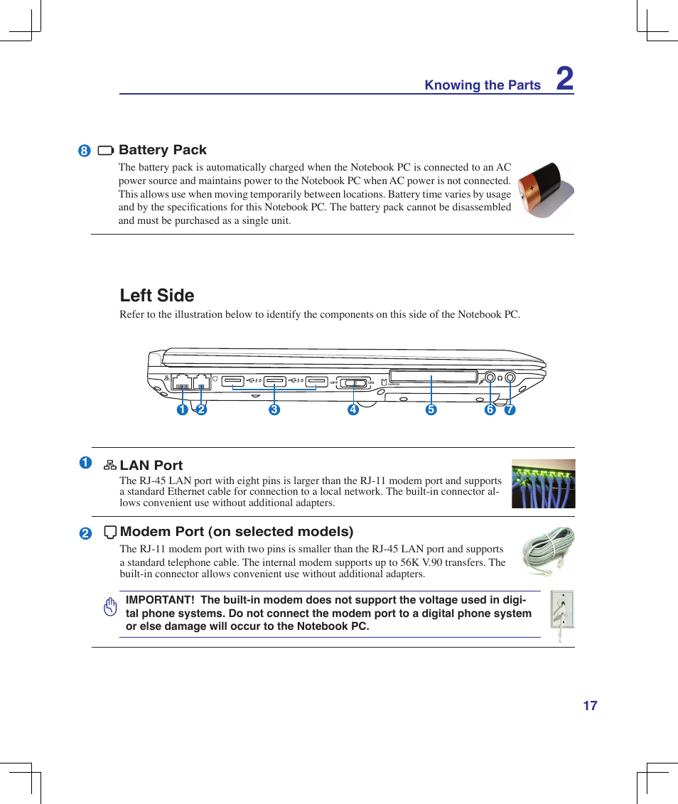 Left side | Asus F5Z User Manual | Page 17 / 85