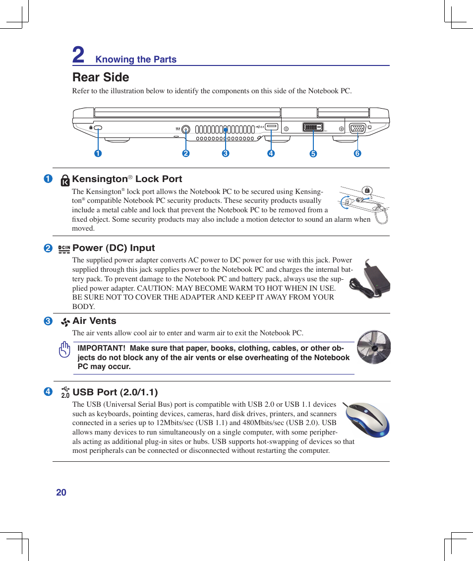 Rear side | Asus F5Z User Manual | Page 20 / 85