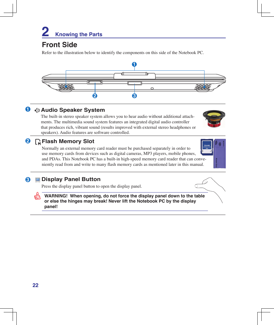 Front side | Asus F5Z User Manual | Page 22 / 85