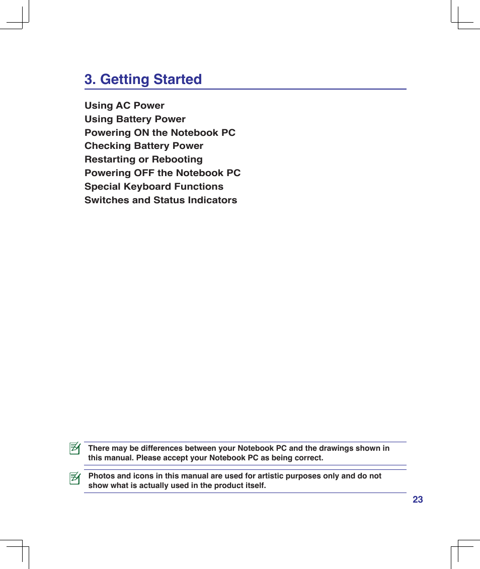 Getting started | Asus F5Z User Manual | Page 23 / 85