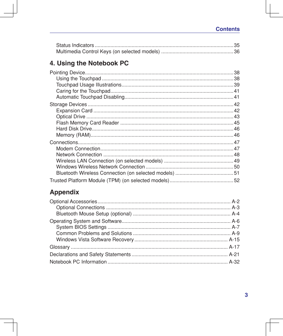 Asus F5Z User Manual | Page 3 / 85