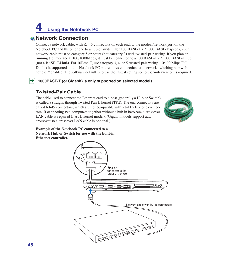 Network connection | Asus F5Z User Manual | Page 48 / 85