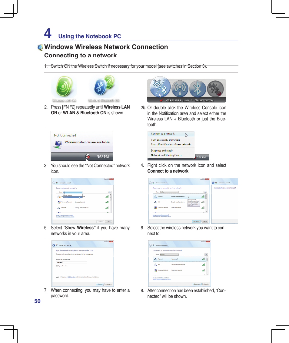 Windows wireless network connection | Asus F5Z User Manual | Page 50 / 85