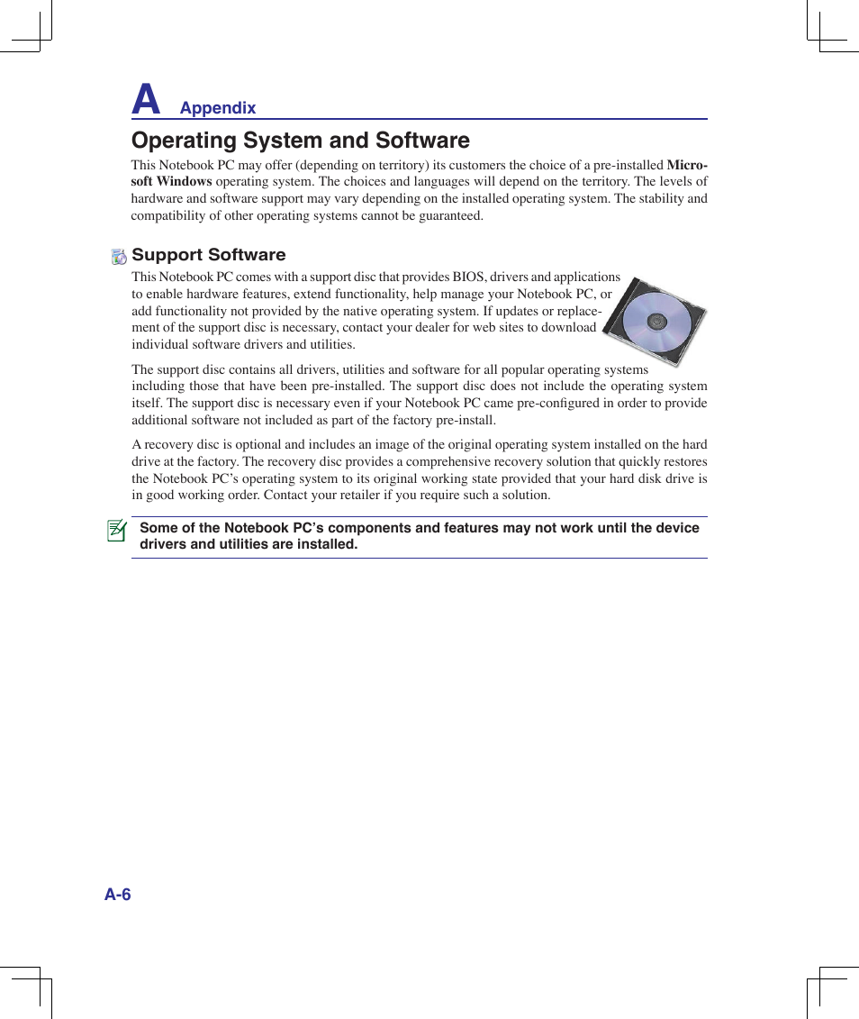 Operating system and software | Asus F5Z User Manual | Page 58 / 85