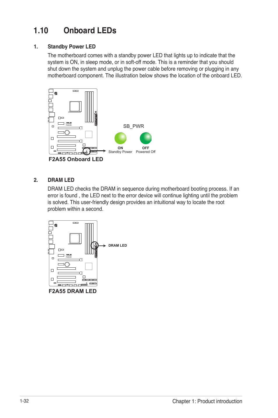 10 onboard leds, 10 onboard leds -32 | Asus F2A55 User Manual | Page 44 / 82