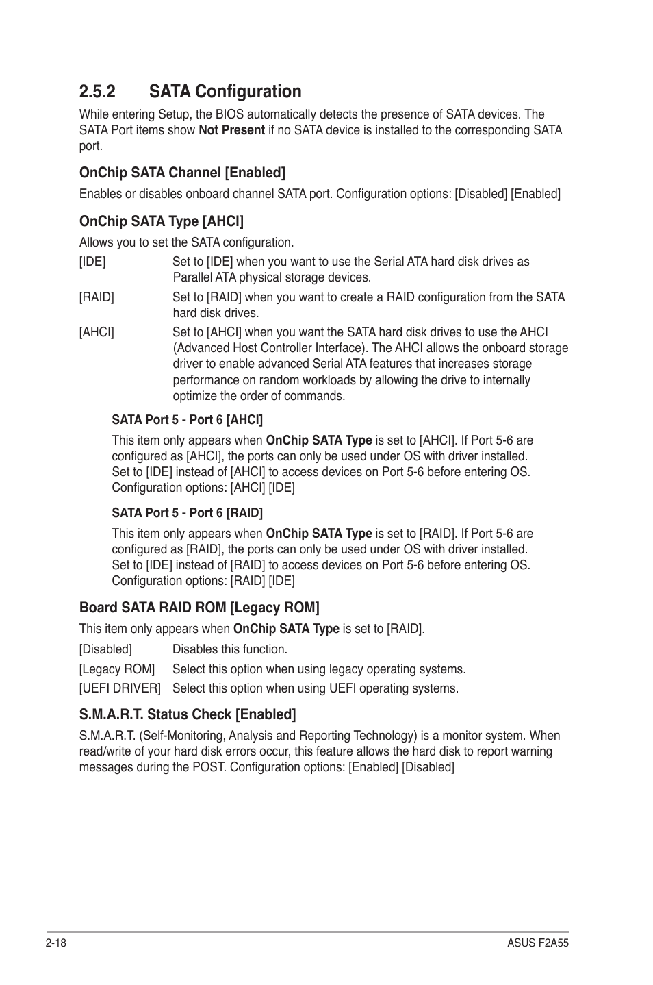 2 sata configuration, Sata configuration -18 | Asus F2A55 User Manual | Page 64 / 82