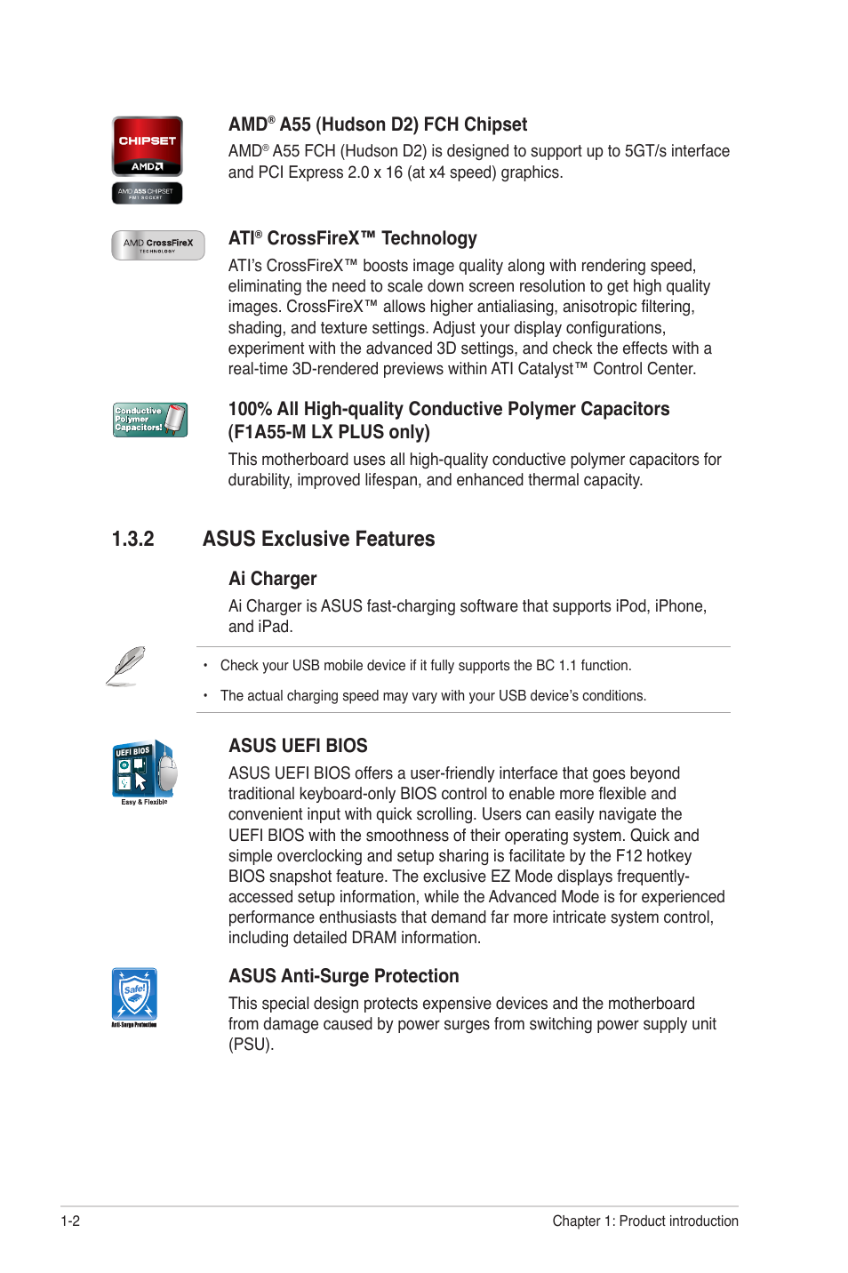 2 asus exclusive features, Asus exclusive features -2 | Asus F1A55-M LX PLUS User Manual | Page 14 / 70