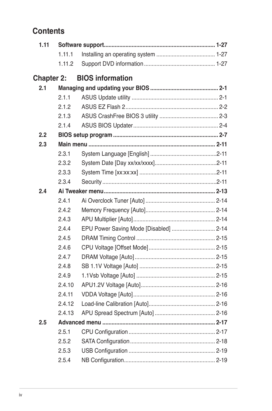 Asus F1A55-M LX PLUS User Manual | Page 4 / 70