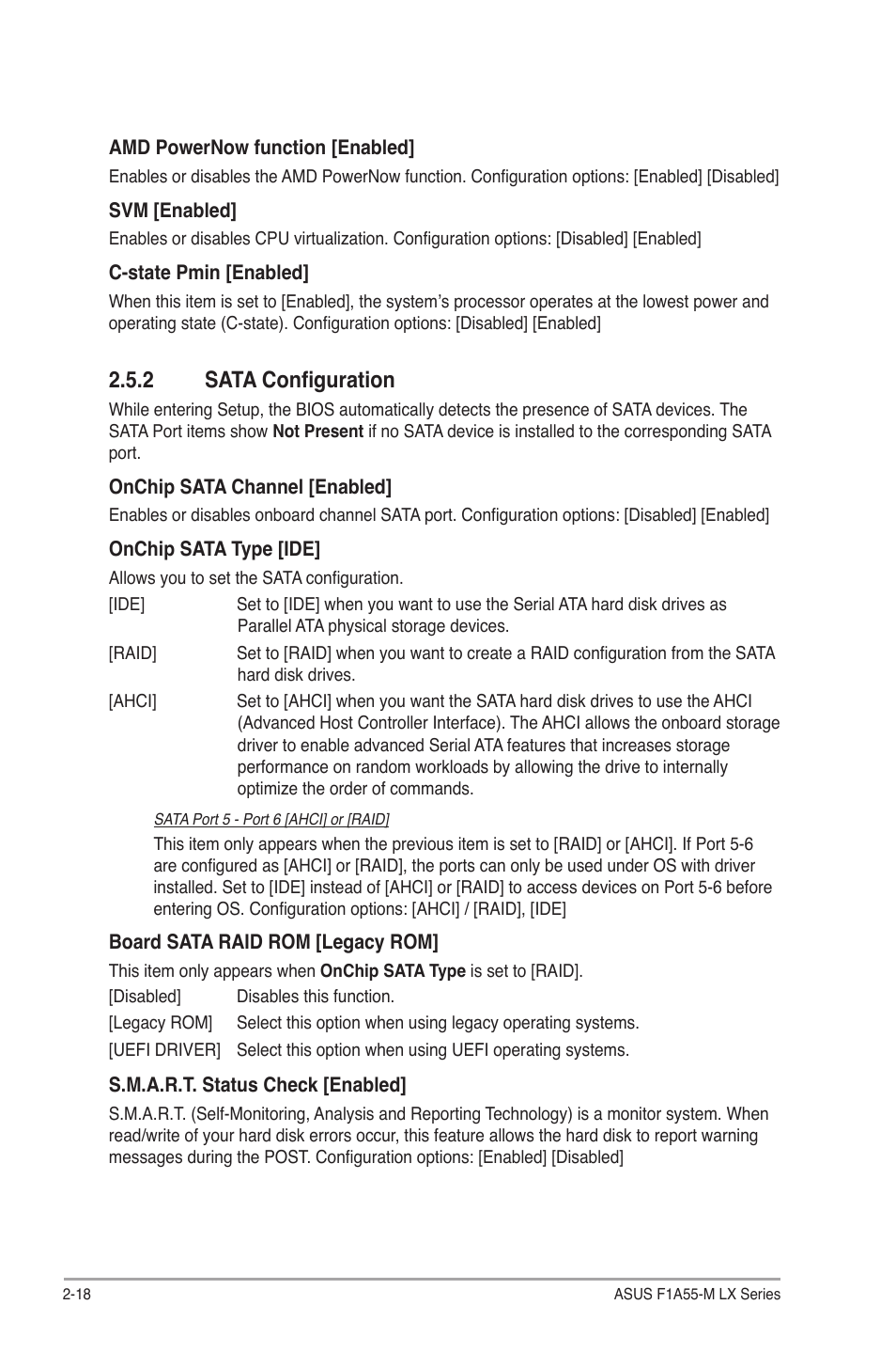 2 sata configuration, Sata configuration -18 | Asus F1A55-M LX PLUS User Manual | Page 58 / 70