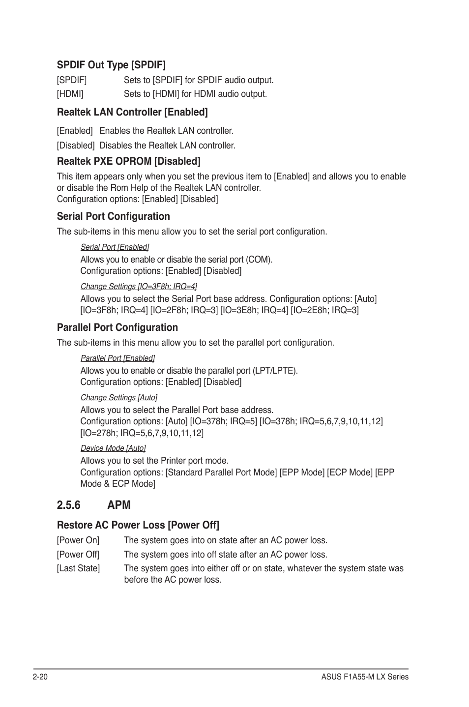 6 apm, Apm -20 | Asus F1A55-M LX PLUS User Manual | Page 60 / 70